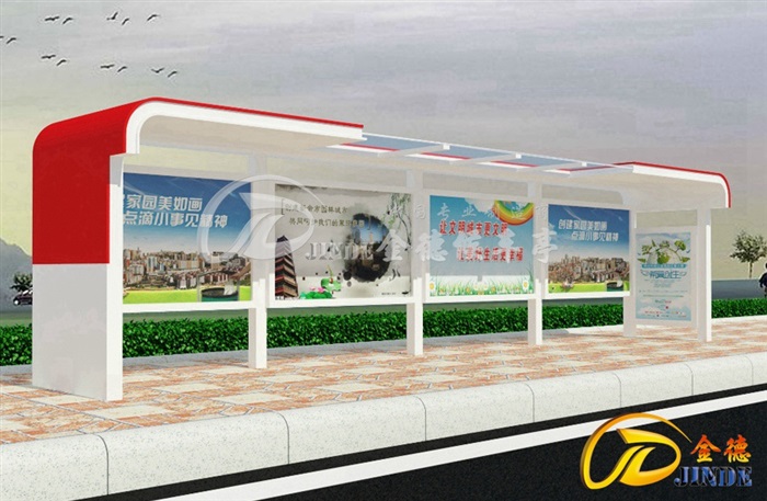 金德常規(guī)款候車亭，發(fā)往海寧第二款實景